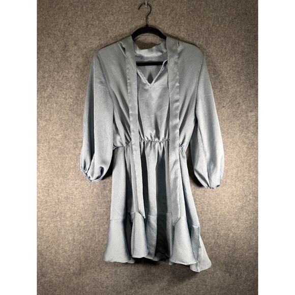 Vici Dress Women Medium Blue Call Me Angel Textured Satin‎ - Picture 5 of 7